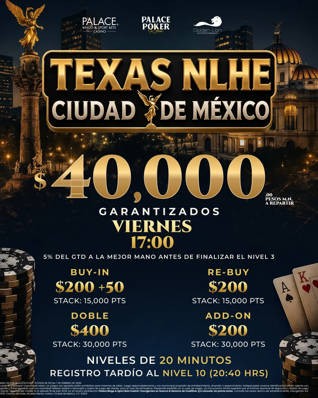 Flyer de 40K Garantizados en Palace Poker Room
