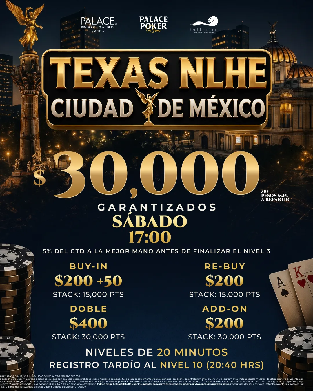 Flyer de 30K Garantizados en Palace Poker Room
